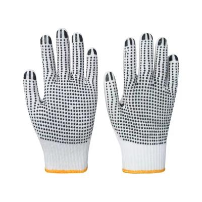 China PVC Black Double-Sided Dotted Cotton Knitted Work Gloves Construction / Hand Protection / Anti Slip And Durable Glov for sale