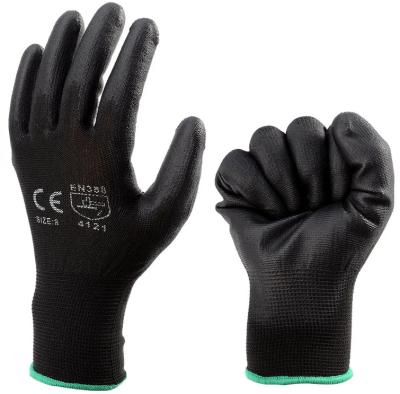 China Seguridad en el trabajo con electrones industriales Guantes de poliuretano negro Guantes recubiertos de PU EN388 4131X en venta