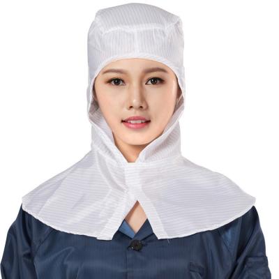 China Lint Free Stripe Polyester Fiber Electronic Factory ESD Work Hoods Cleanroom ESD Shawl Cap for sale