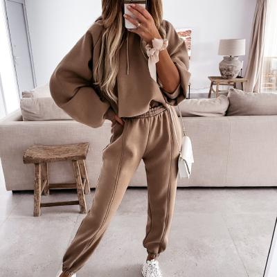 China Wholesale Comlor Anti-wrinkle OEM 2 pcs hoodie sweatpants sets single pullover hoodie for women for sale