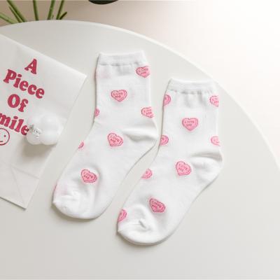 China Comlor QUICK DRY OME embroidered flower ruffle women combed cute heart socks black ankle socks women for sale