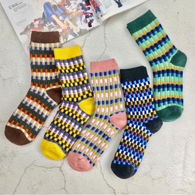 China New OEM QUICK DRY Calcetines Comlor Wool Winter Warm Plaid Cashmere 5 Pair Socks Girl Socks Socks Women for sale