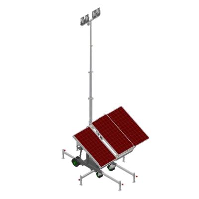 China 5 Sections With Winch Manual Construction Telescopic Mast Led Trailer Mobile Solar Light Tower for sale