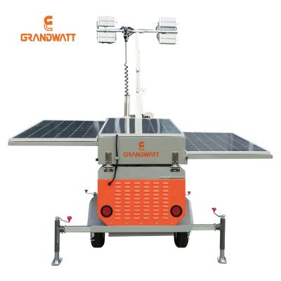 China Sports Stadiums New Product Vertical Mobile Solar Light Tower Instead Of Diesel Light Tower for sale