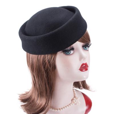 China Women Casual 100% Wool Tambourine Hats For Wedding Party Cocktail Untrimmed Blocked Fashions Items Making Hats Beret for sale