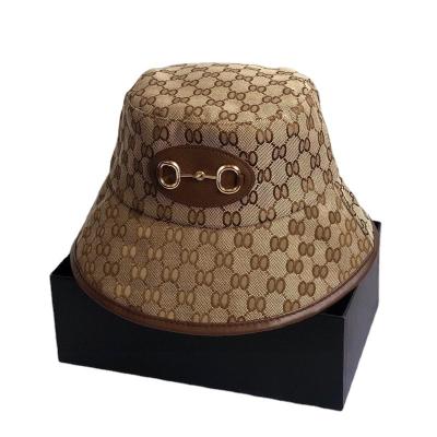 China Hot Selling Wide Brim Checked Printed Summer Beach Hats Women Bucket Hats Wide Brim Fishermen Sun Hat for sale