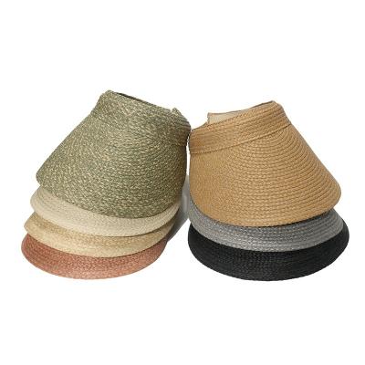 China Wholesale Straw Hat Lightweight Foldable Roll Brim Summer Quality Character UPF 50+ Wide Brim Up Beach Sun Visor Simple Solid Hat for sale