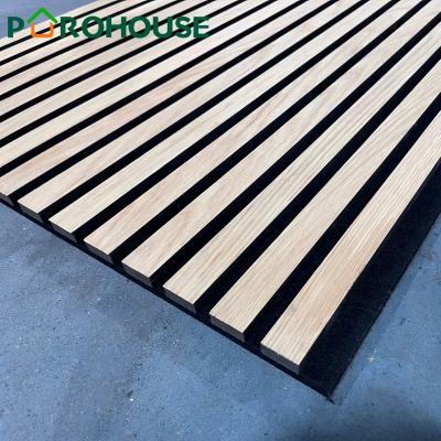 China Contemporary Custom Decorative Wood Slat Sound Absorbing Wall Panels Veneer Akupanel Woodgrain Acoustic Panel for sale