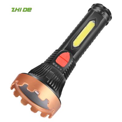 China ABS USB Lithium Battery ZOOM P50 LED Zoom Flashlight Rechargeable Built-in Built-in Adventure Outdoor Hunting Adjustable Lamp With COB Side Light for sale