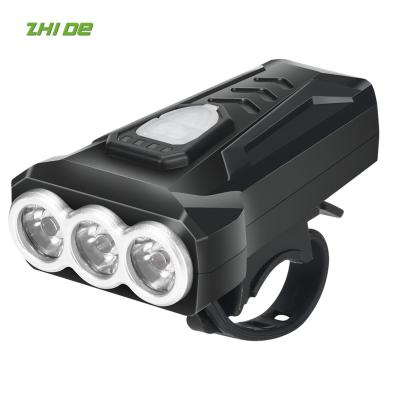 China New 3*LUMEN 5*LUMEN Build-in 18650 ABS Battery USB Universal Entry Rechargeable Bicycle Front Light for sale