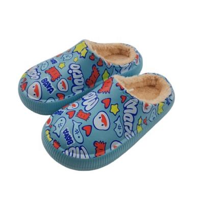 China China Seller Down Kids Fur Bedroom Slippers Waterproof Cute Printing Mules Shoes Women Fur Slides for sale