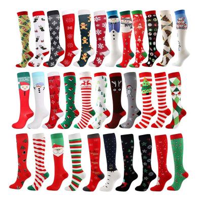 China QUICK DRY Compression Ladies Girls Nylon Cute Knee High Running Socks Bow Christmas Crew Socks For Women for sale