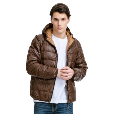 China Casual Style Hooded Duck Down Jacket Simplicity Ultralight Modern QUICK DRY Men Double Color for sale