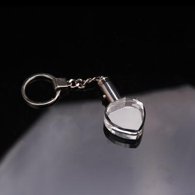 China Europe Clear Crystal Glass Keychain /3d laser engraving key chain/transparent wedding favor led photo key chain for sale