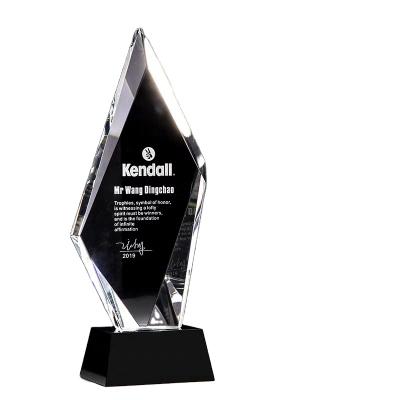 China Europe Crystal Award Glass Trophy high quality color print for sale