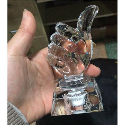 China Europe Crystal Hand Shape Trophy Award Led 3d Laser Engraving Engraved Logo Crystal Glass Thumbs Up Trophy Award for sale