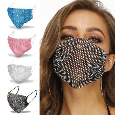 China Halloween Styles Fashion Face Decor Jewelry Elastic Mask With Rhinestones Fashion Masks Sparkly Rhinestone Face Bandana Party Gift Mask 7-15days for sale