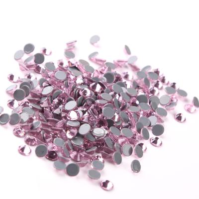 China Flatback Ss8 Pink Wedding Dress Accessaries Crystal Glass Strass Hotfix Rhinestones for sale