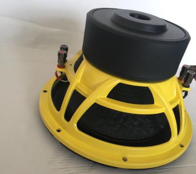 China Big Rubber Boot SPL Car Subwoofers 89dB Efficiency With Steel Yellow Basket Frame for sale