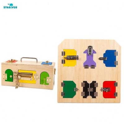 China Eco-Friendly Monte Montessori Kindergarten Montessori Teaching Aid Study Open Toys Early Education Wooden Lock Box for sale