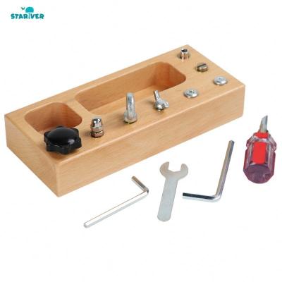 China Improve the wooden skill border screw of the manual ability of the child learner montessori combination workbench tool suit children's education the first in the kindergarten to for sale