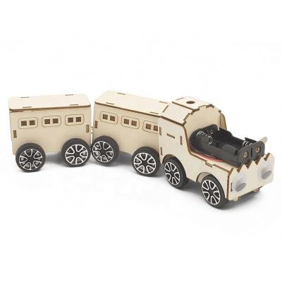 China Educational Item DIY Set Wooden STEM DIY Project Science Train Toy Truck for sale