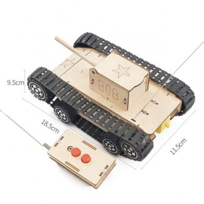 China Kids Educational DIY Assembly DIY Project Science Tank Toy Remote Control Wooden Stem Learning Set for sale