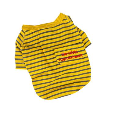 China Spring Viable Autumn Pet Cat Dog Clothes Leisure Striped Pet Hoodies With Pocket for sale