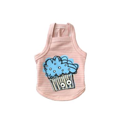 China Summer Dog Girl Puppy Clothes Viable Female Dog Leisure Clothes Striped Dog Vests Print Vest For Dog for sale