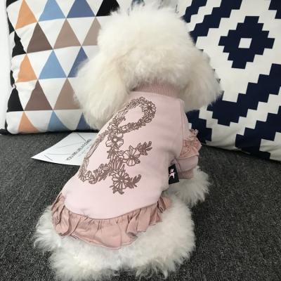 China Sustainable Winter Dog Sweaters With Floral Print And Velvet Trimming Keep Warm And Soft For Pets Clothes for sale