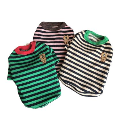 China 7 Day Delivery Sustainable All-Season Striped Cotton Cute Puppy Supplies Jumper Cat Hoodie Small Dog Clothes Pet for sale