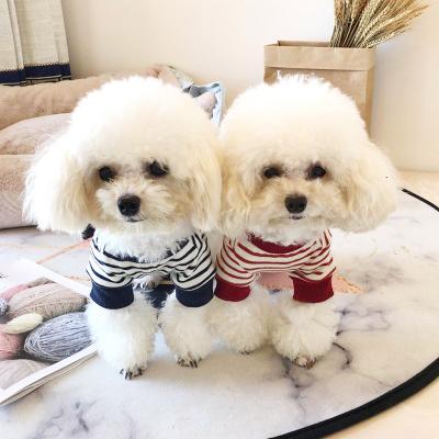 China Viable Wholesale Leisure Sweater Red Striped Sweater for Small Dogs Autumn Classic Designer Knitted Dog Sweaters for sale