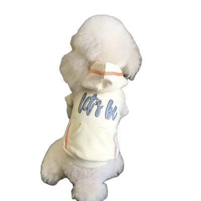 China Sustainable Newcomer Brushed Solid Cotton Dog Hoodies Print Simple Letter Dog Clothes for sale