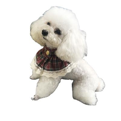 China 2021 Viable Wholesale Pet Clothing Accessories Other Dog Pet Products Drool Towel Soft Plaid Spliced ​​Lace Pet Drool Towel for sale