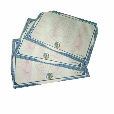 China paper & Anti-Counterfeit Cardboard Printing Watermark Paper Certificate for sale