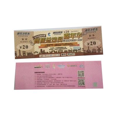 China Ticket Feature Customized Design Security Voucher Anti-Counterfeiting Tickets for sale