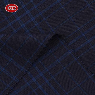 China Latest design anti-static custom logo casual garment yarn dyed TR spandex stretch men's suit fabric for sale