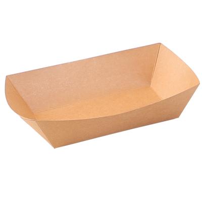 China Factory Direct Disposable Snack Boat Type Boxes French Fries Packaging Box Fast Food Grade Paper Package for sale