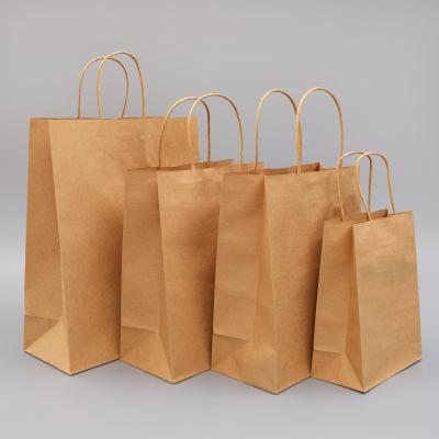 China Wholesale Recycled Materials Factory LOGO Handle High Quality Brown Kraft Paper Customized Eco Friendly Bag With Handles for sale