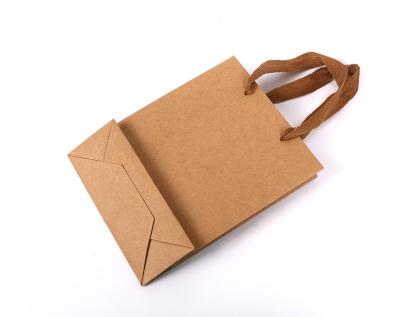 China Wholesale Customized High Quality Flat Brown Handle Recycled Materials Factory LOGO Handle Kraft Paper Kraft Paper Bag Handle for sale