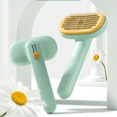 China Custom Viable Green Pet Flea Comb Stainless Steel Pet Grooming Combs Clean Dog Cat Hair Remover Comb Spotless Lady Groomer for sale