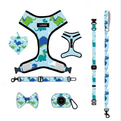 China High Quality Classic Printed Dog Harness Padded Adjustable Pet 7-Packs Reversible Harness Set for sale