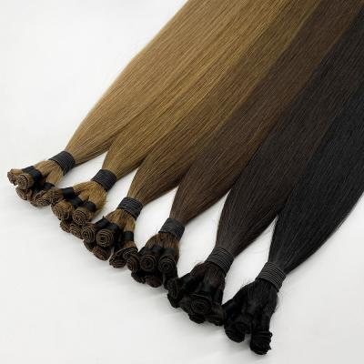 China Wholesale Good Quality Curly Hair Extensions Professional Loop Hair 100% Hand Tied Hair Weft Extension for sale