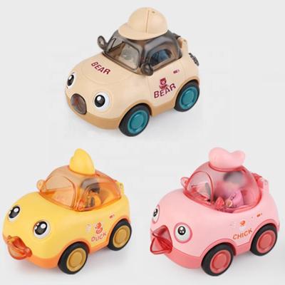 China Toy Cartoon Inertia Mini Car Diecast Toys for Kids Chicken Duck Bear for sale