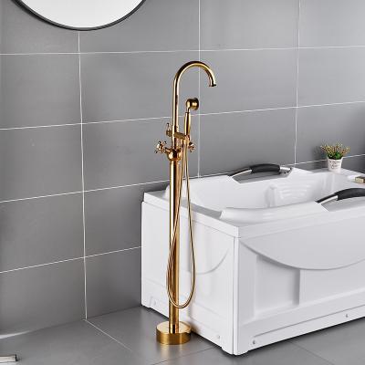 China Gold Hot Floor Stand Faucets Amazon Sale Free Standing Bathtub Faucet for sale