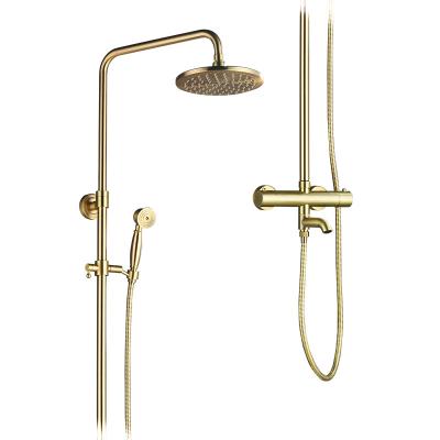 China Contemporary Wall Mounted Copper Hot And Cold Golden Shower Set for sale