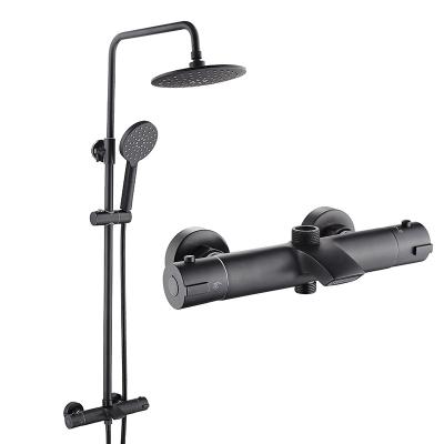 China With Complete Black Thermostatic Luxury Slide Bar Rain Shower System for sale