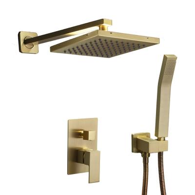 China Contemporary Gold Bathroom Hideout Rainfall Shower Mixer Set for sale