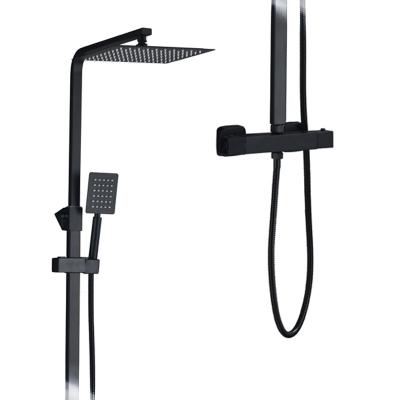 China New Modern Designed Black Thermostatic Complete Faucet Shower Systems for sale