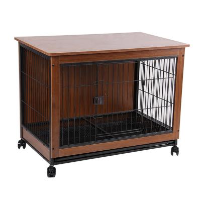 China Breathable Sturdy Wooden Pet Box Dog Cage Indoor Iron Dog Cage House For Sale for sale